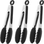 Mini silicone-tipped kitchen clips, 7 inches, 3-piece set (black)